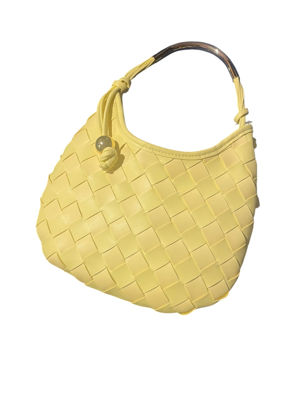 Moda Luxe Urban Expressions Lucia Butter Woven Vegan Leather Hobo Bag NWT - Picture 4 of 9